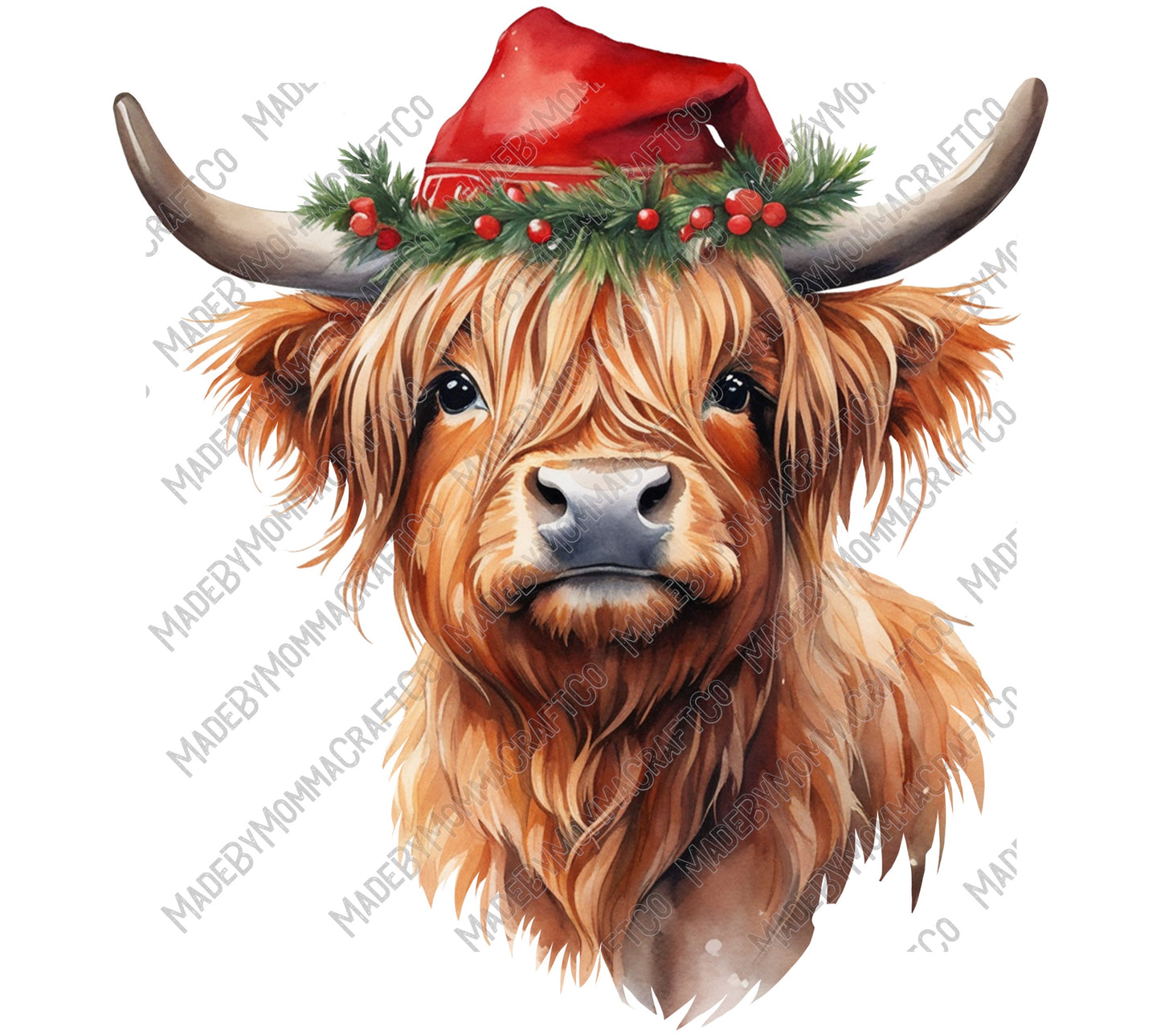 Cow Christmas 2 - Christmas - Cheat Clear Waterslide™ or White Cast Sticker