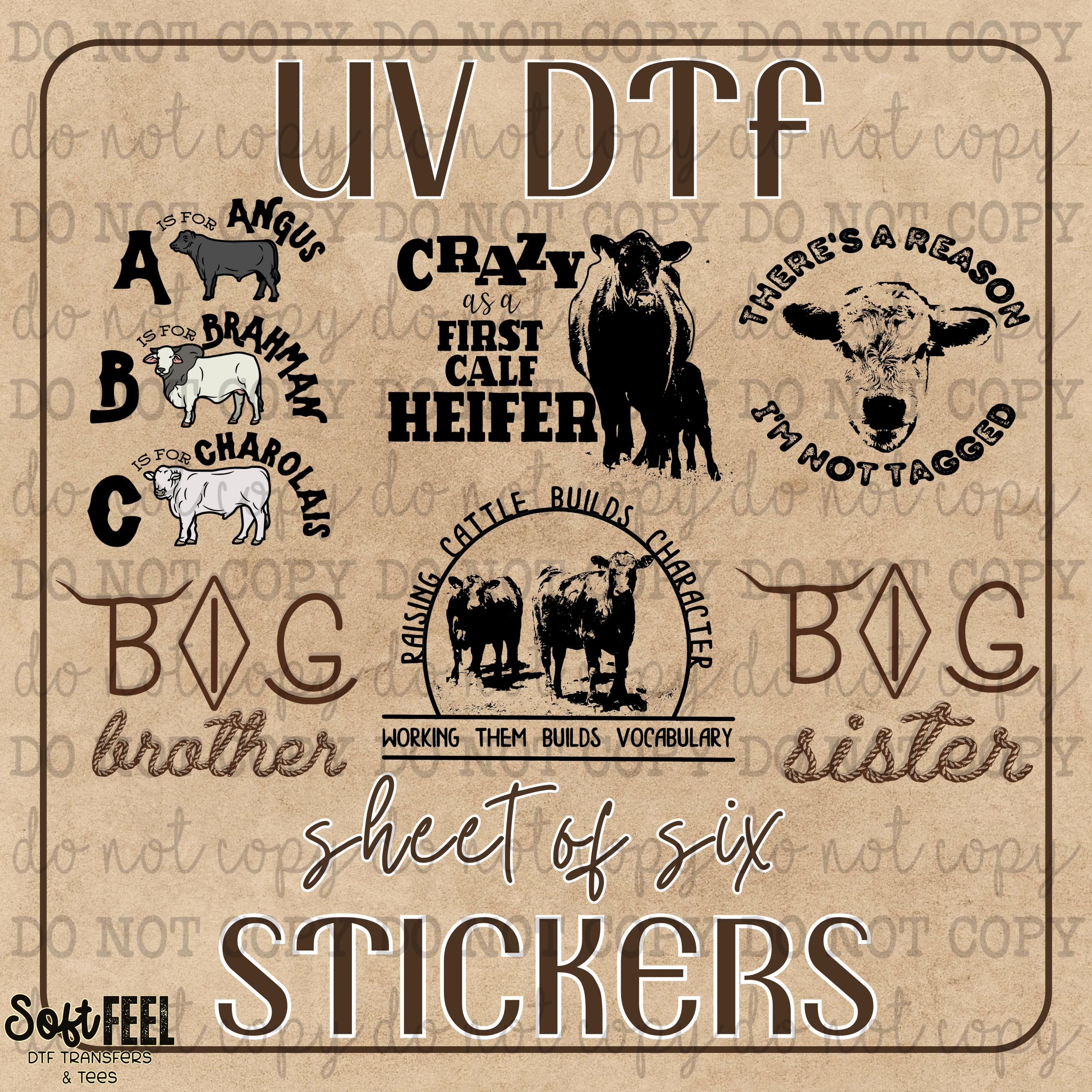 CowKids Western Sheet of UVDTF Sticker Decals