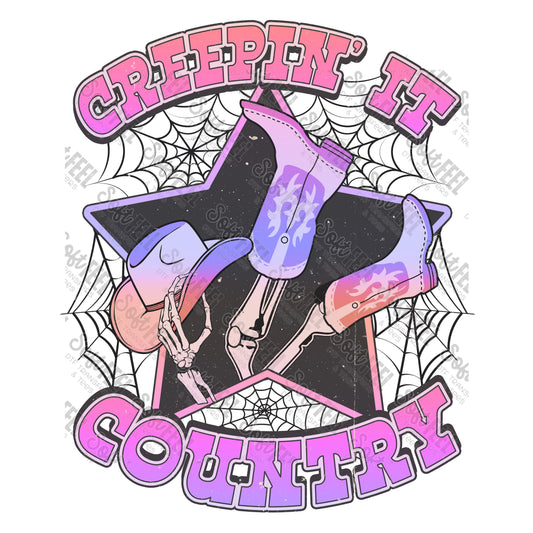 Creepin It Country - Halloween / Country Western - Direct To Film Transfer / DTF - Heat Press Clothing Transfer