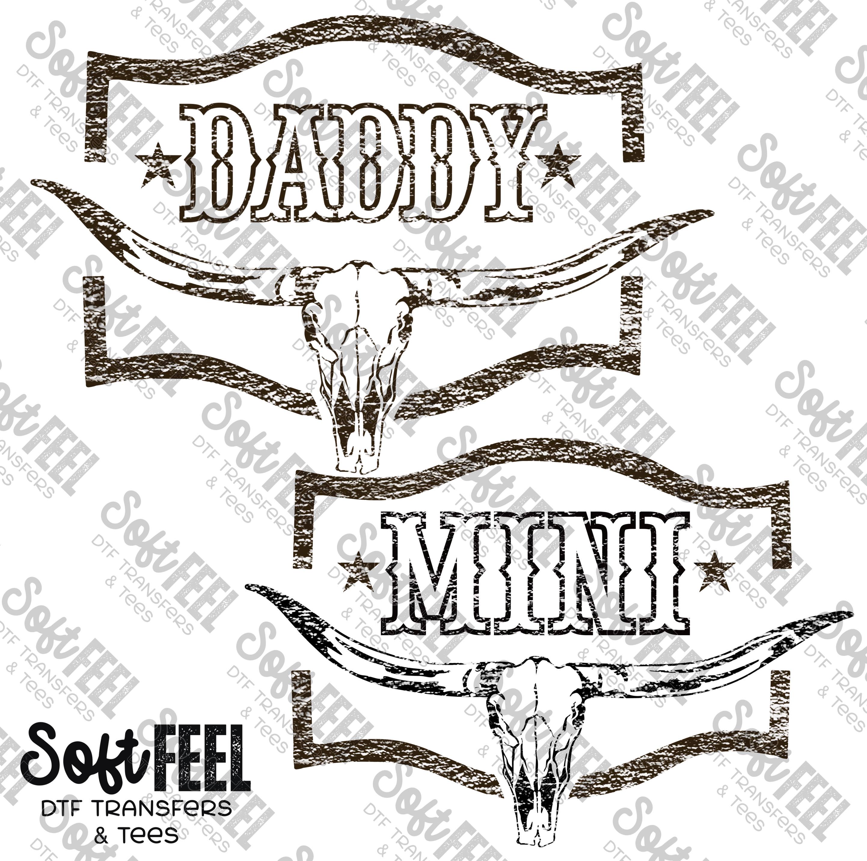 Brown Daddy Mini Country Western - Daddy Mini Set / Youth / Men&#39;s - Direct To Film Transfer / DTF - Heat Press Clothing Transfer