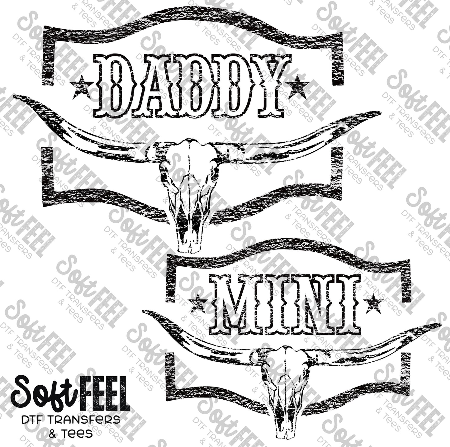 Grey Daddy Mini Country Western - Daddy Mini Set / Youth / Men's - Direct To Film Transfer / DTF - Heat Press Clothing Transfer