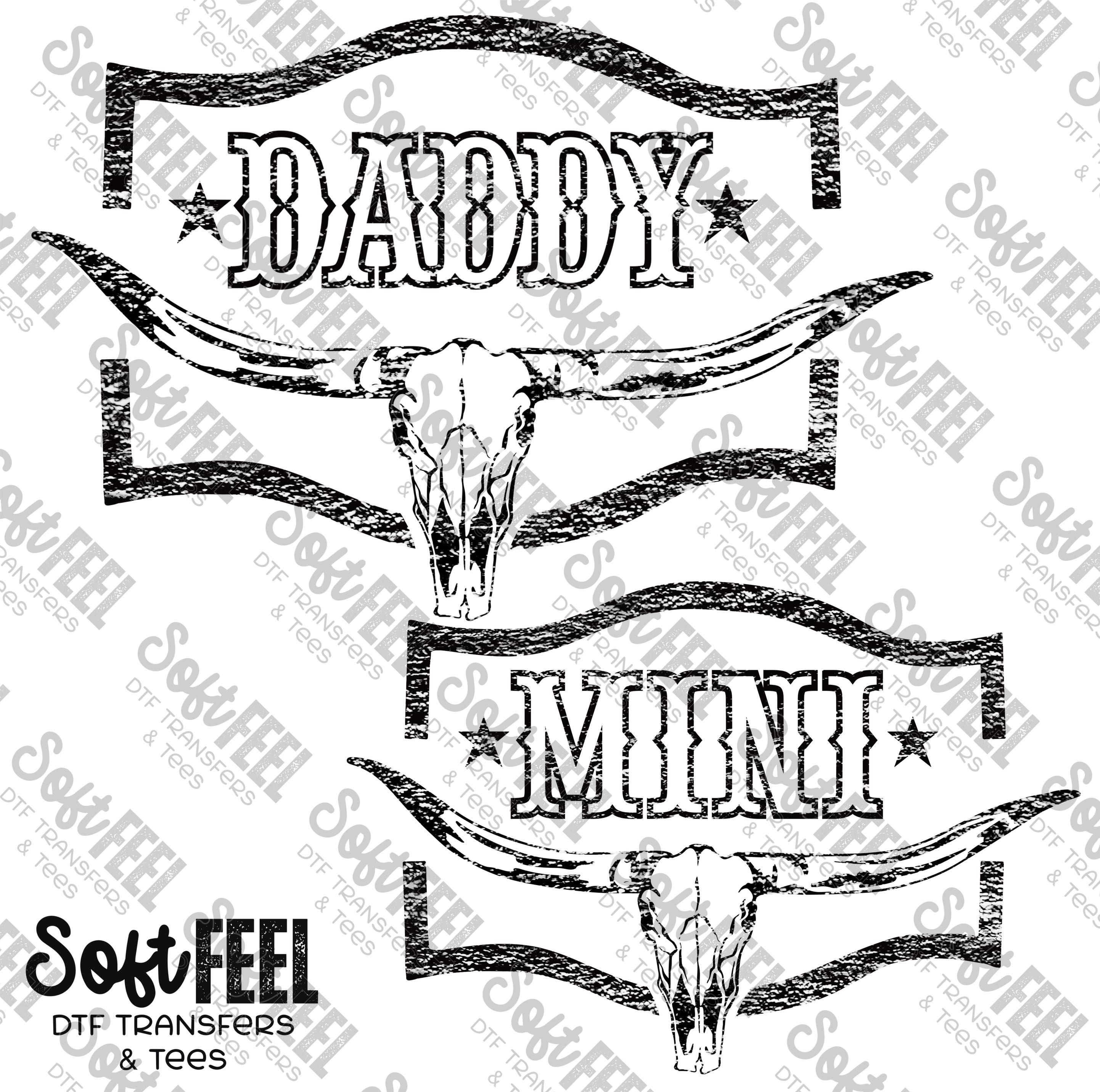 Grey Daddy Mini Country Western - Daddy Mini Set / Youth / Men&#39;s - Direct To Film Transfer / DTF - Heat Press Clothing Transfer