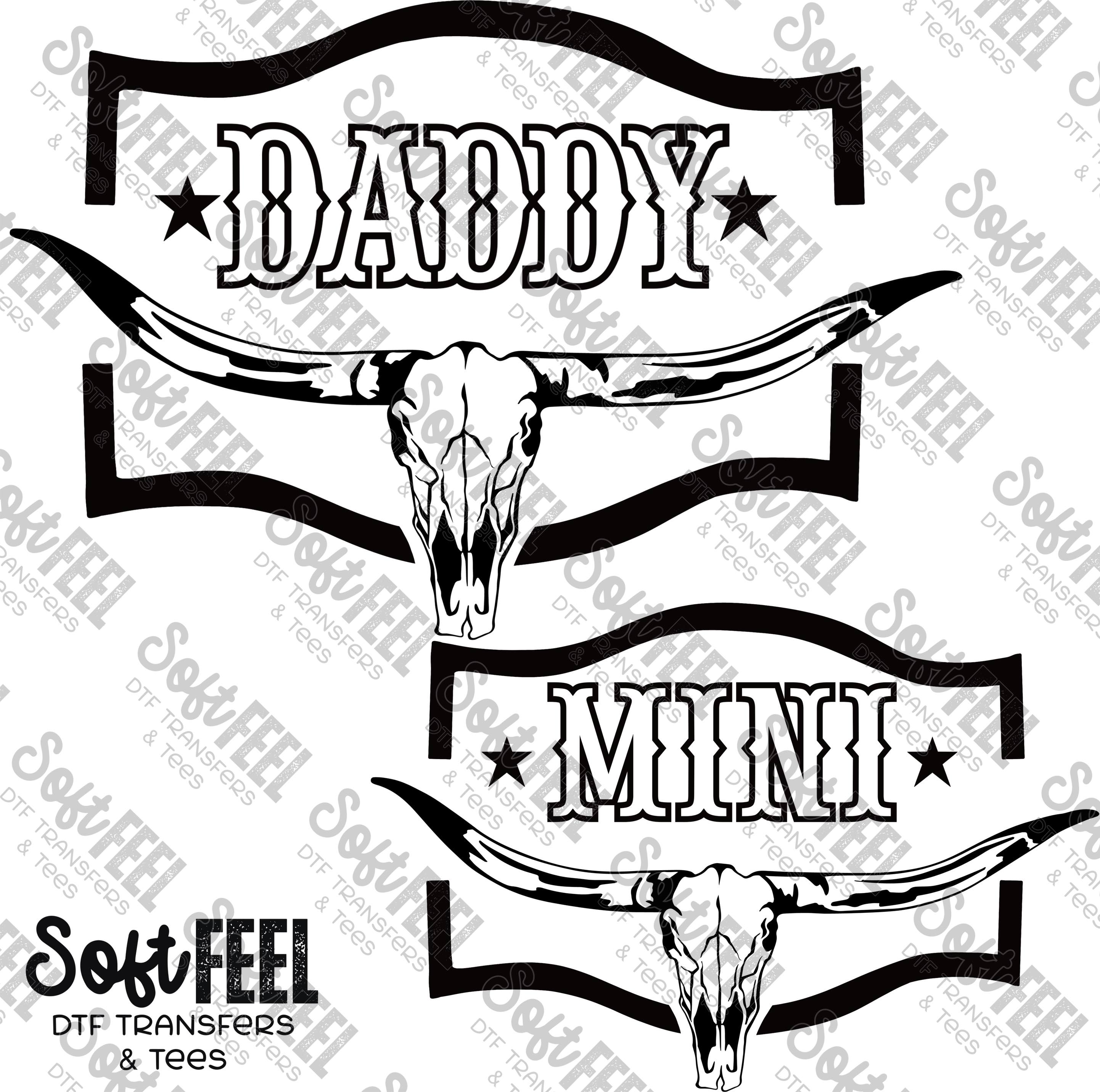 Daddy Mini Country Western - Daddy Mini Set / Youth / Men&#39;s - Direct To Film Transfer / DTF - Heat Press Clothing Transfer