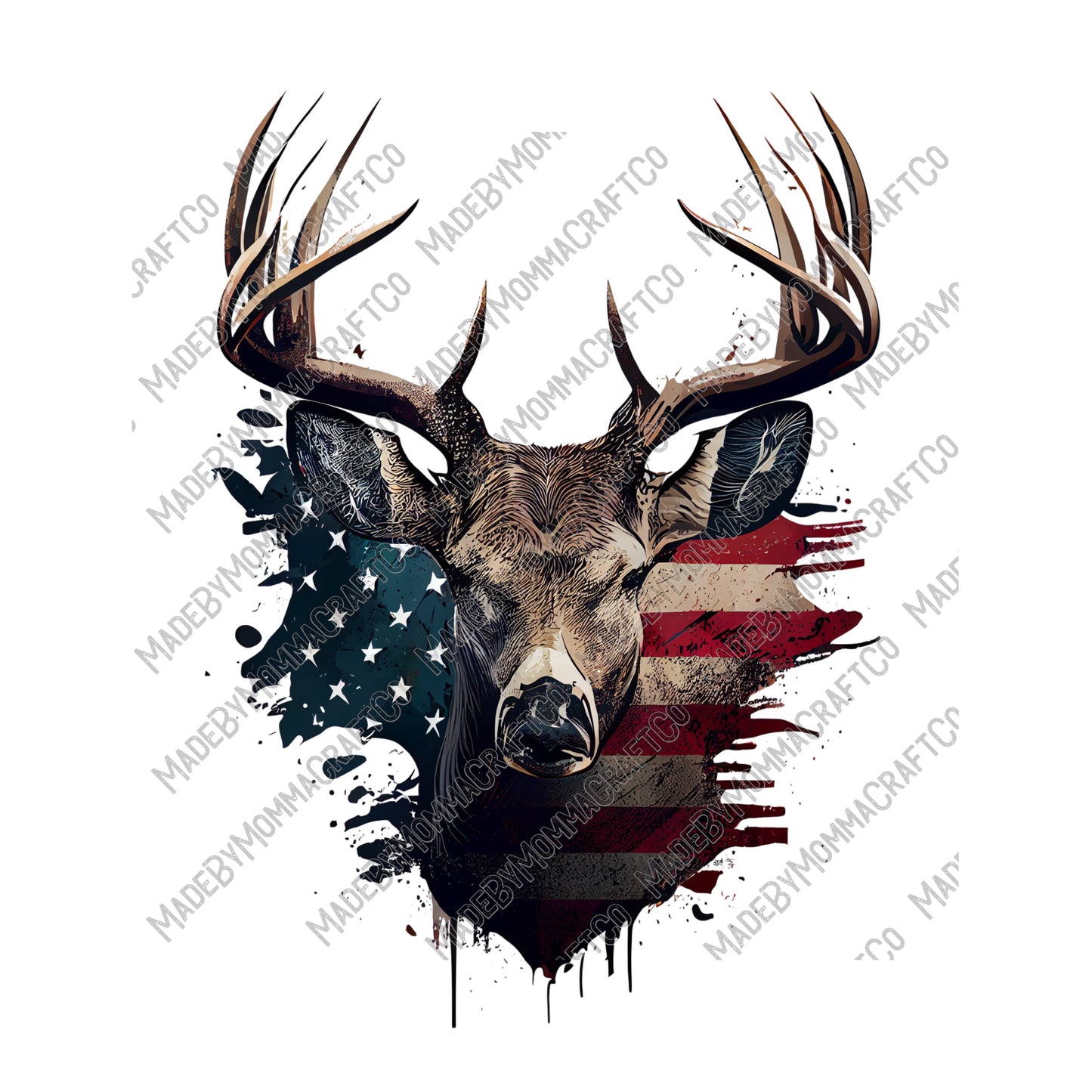 American Flag Buck - Hunting / Country Western - Cheat Clear Waterslide™ or White Cast Sticker