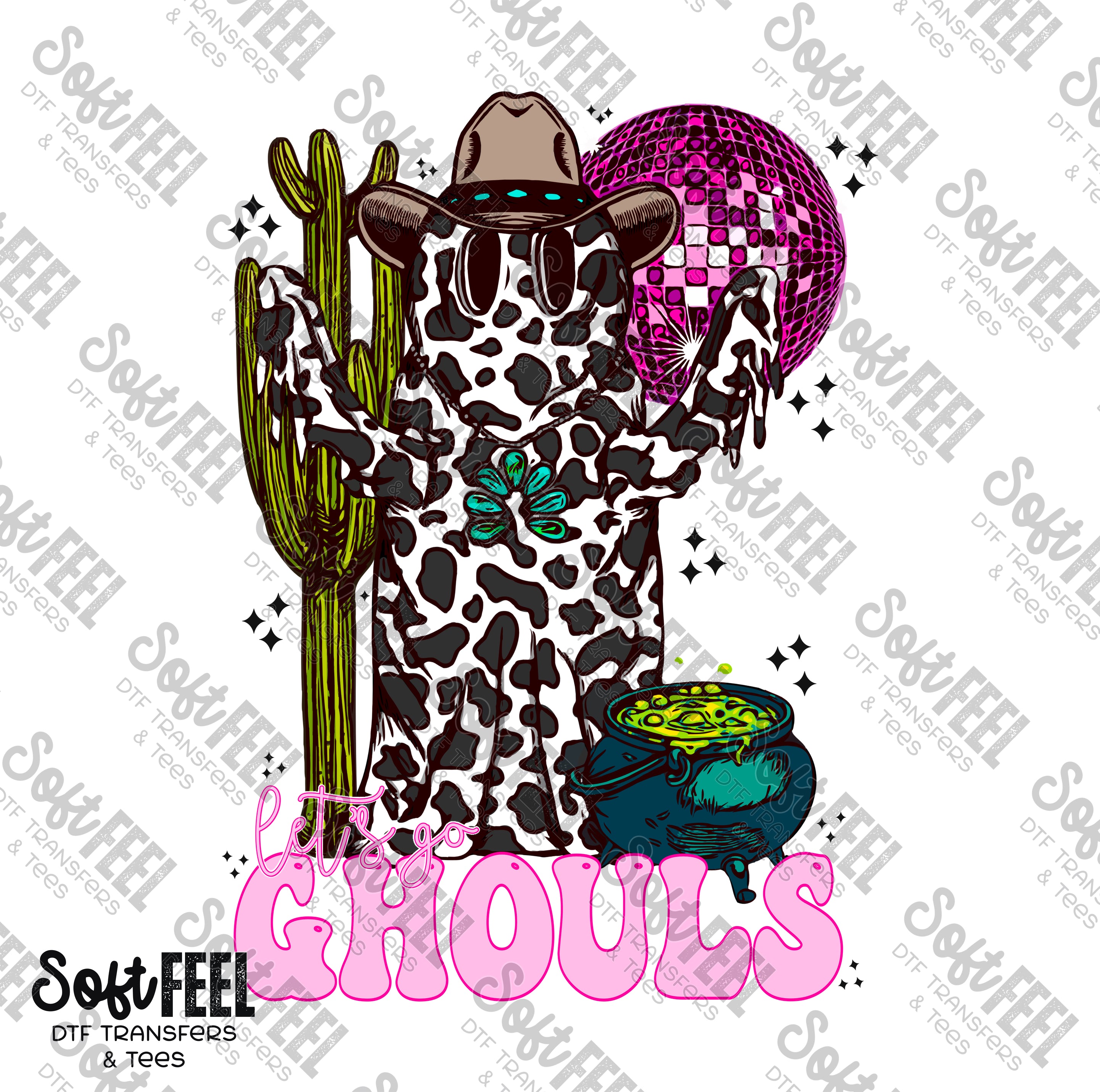 Let&#39;s Go Ghouls - Country Western / Retro / Halloween Horror - Direct To Film Transfer / DTF - Heat Press Clothing Transfer
