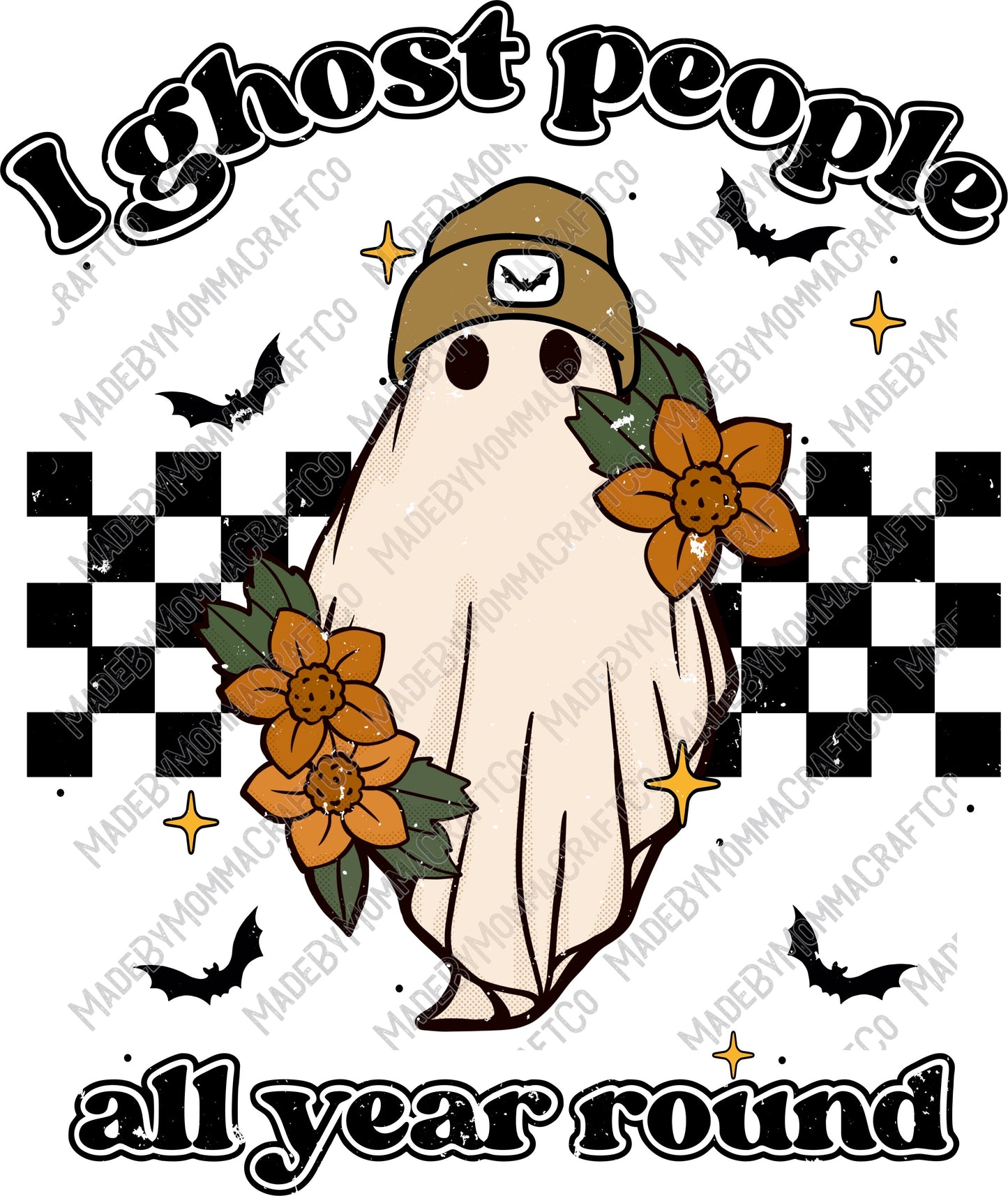 I Ghost People All Year Round - Retro / Halloween - Cheat Clear Waterslide™ or White Cast Sticker