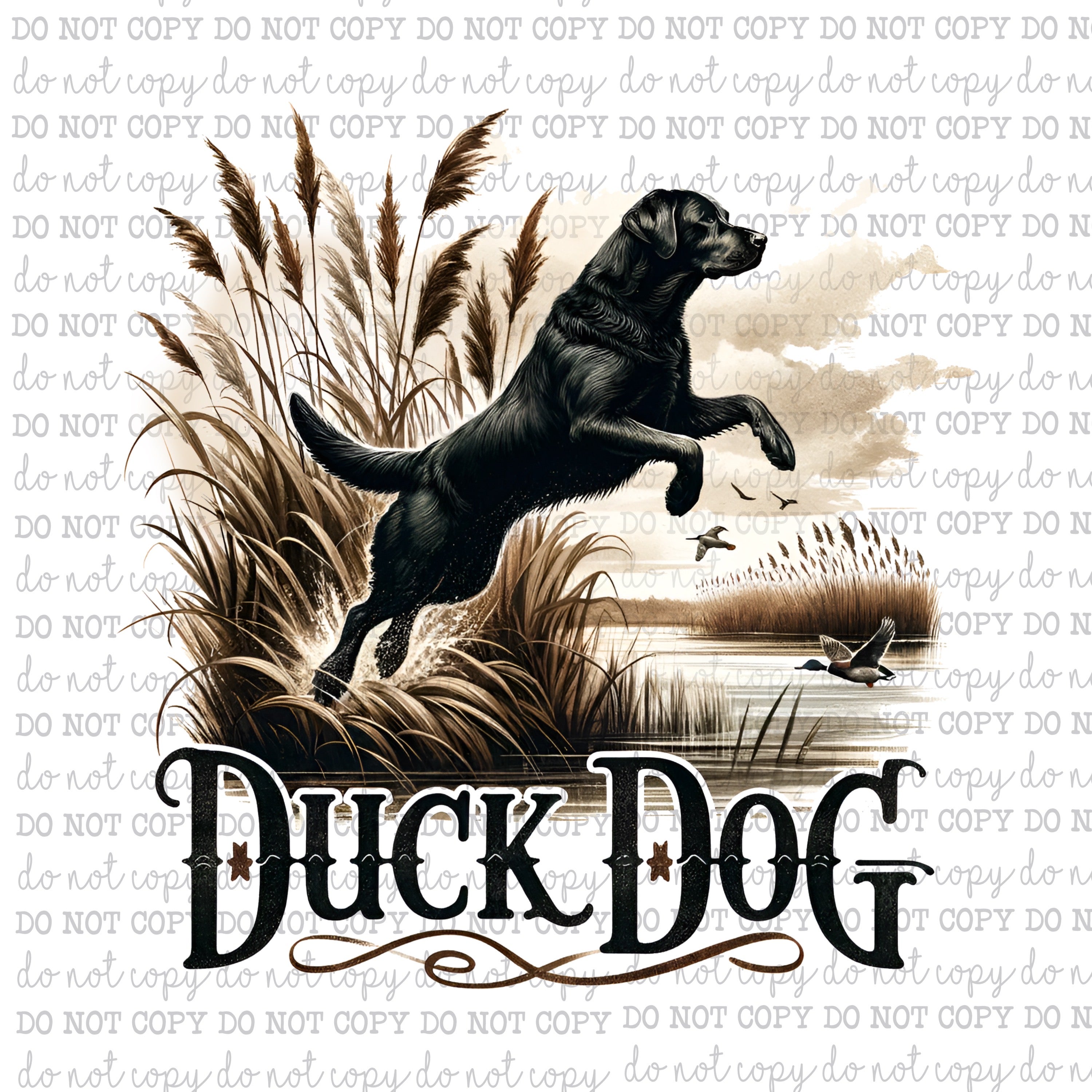 Duck Dog Brown - Hunting - Cheat Clear Waterslide™ or White Cast Sticker