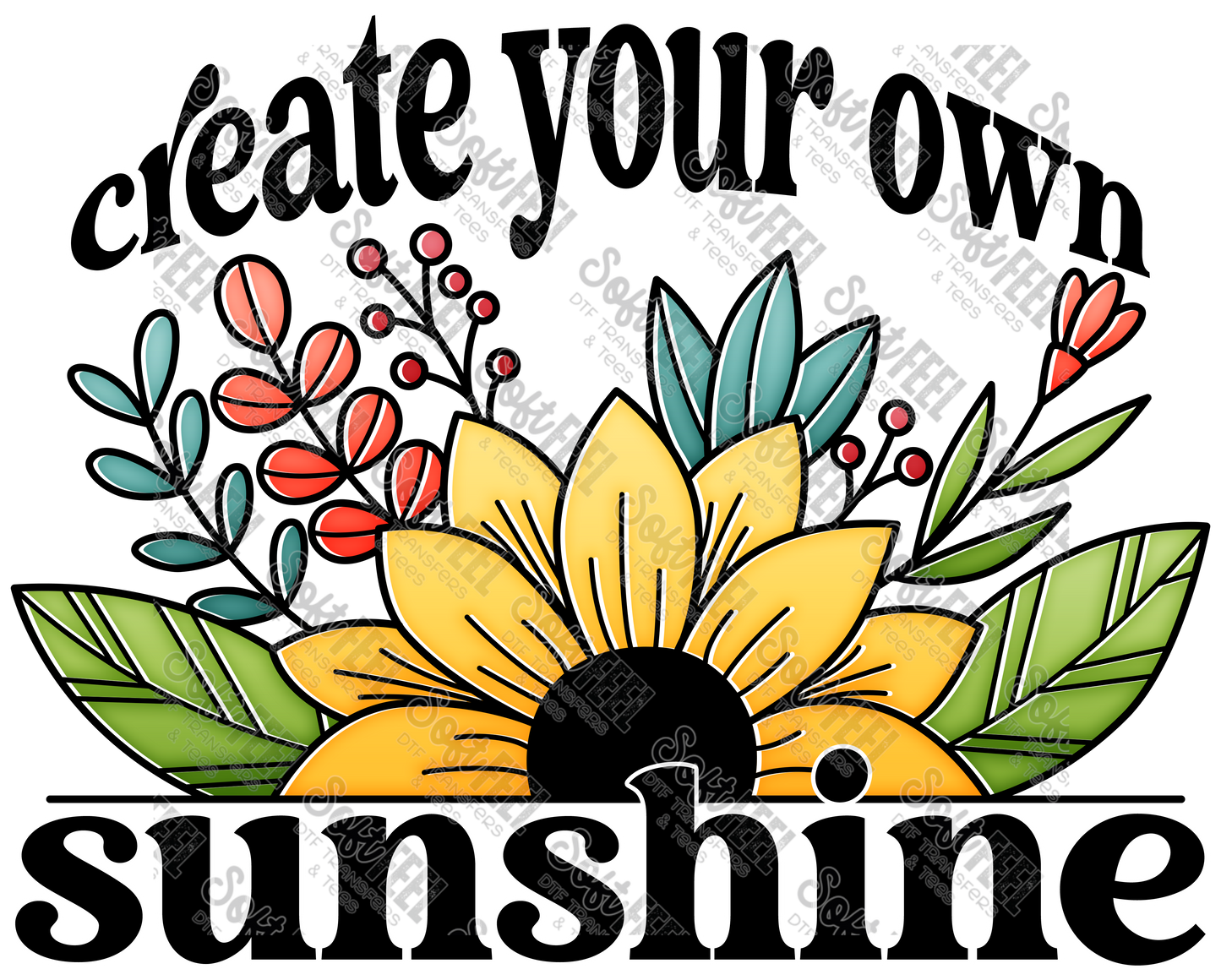 Create Your Own Sunshine Sunflower - Women's / Summer / Hippie - Direct To Film Transfer / DTF - Heat Press Clothing Transfer