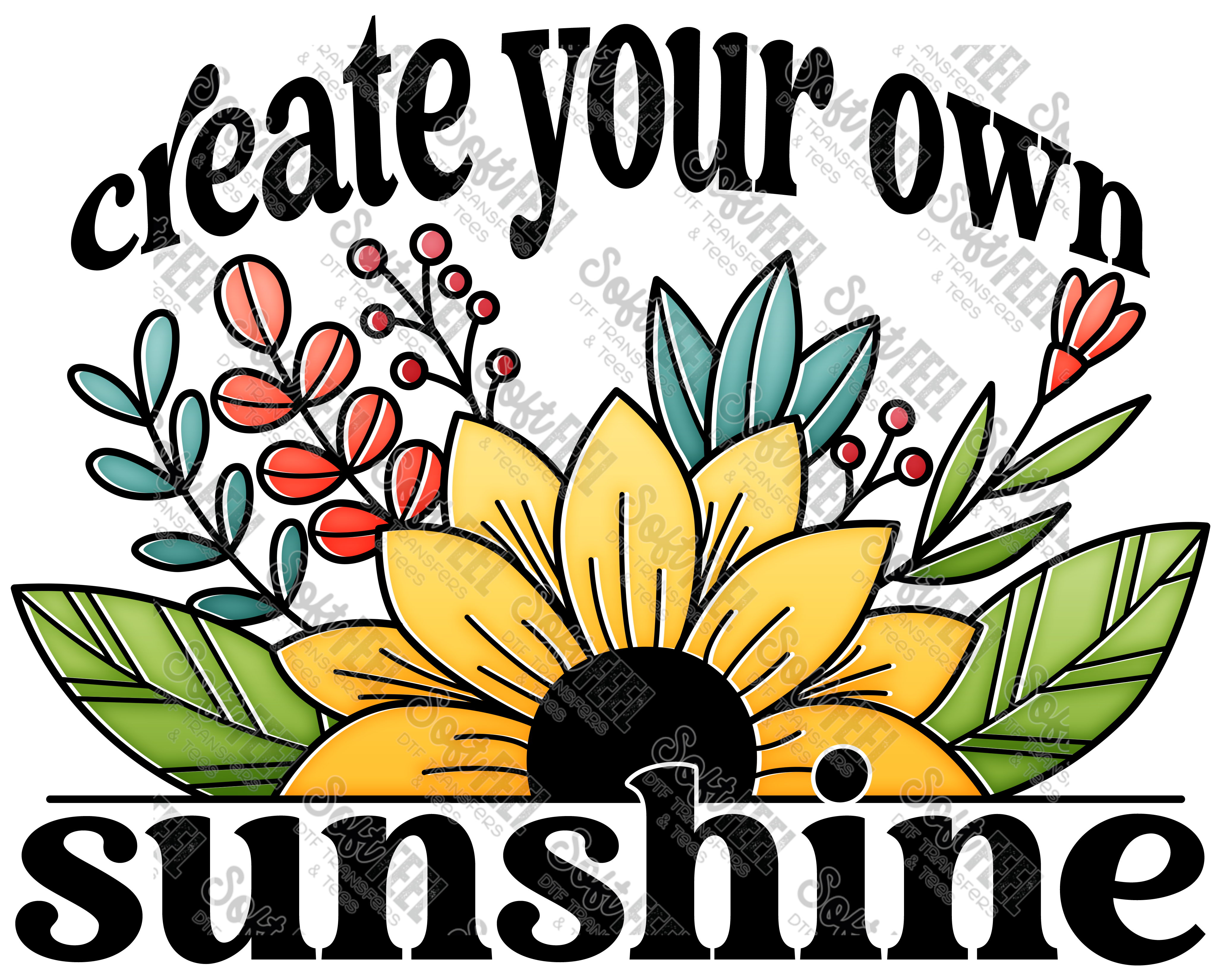 Create Your Own Sunshine Sunflower - Women&#39;s / Summer / Hippie - Direct To Film Transfer / DTF - Heat Press Clothing Transfer