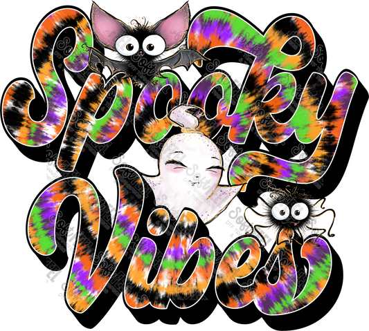 Spooky Vibes - Womens /Youth/ Fall / Halloween - Direct To Film Transfer / DTF - Heat Press Clothing Transfer