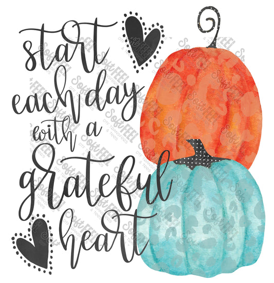 Grateful Heart Pumpkins - Fall - Direct To Film Transfer / DTF - Heat Press Clothing Transfer