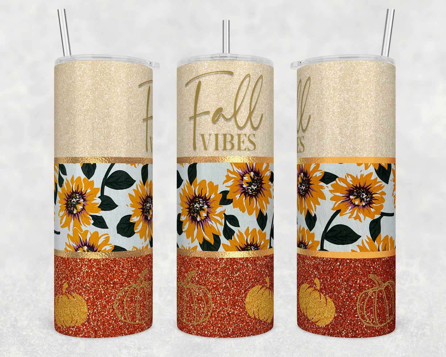 Fall Vibes Sunflower - Sublimation or Waterslide Wrap - 20oz and 30oz