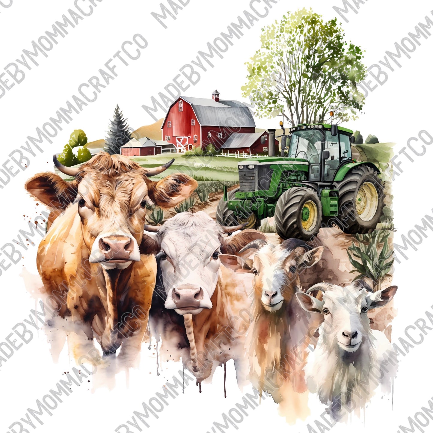 Farm Animals Scene - Cheat Clear Waterslide™ or White Cast Sticker