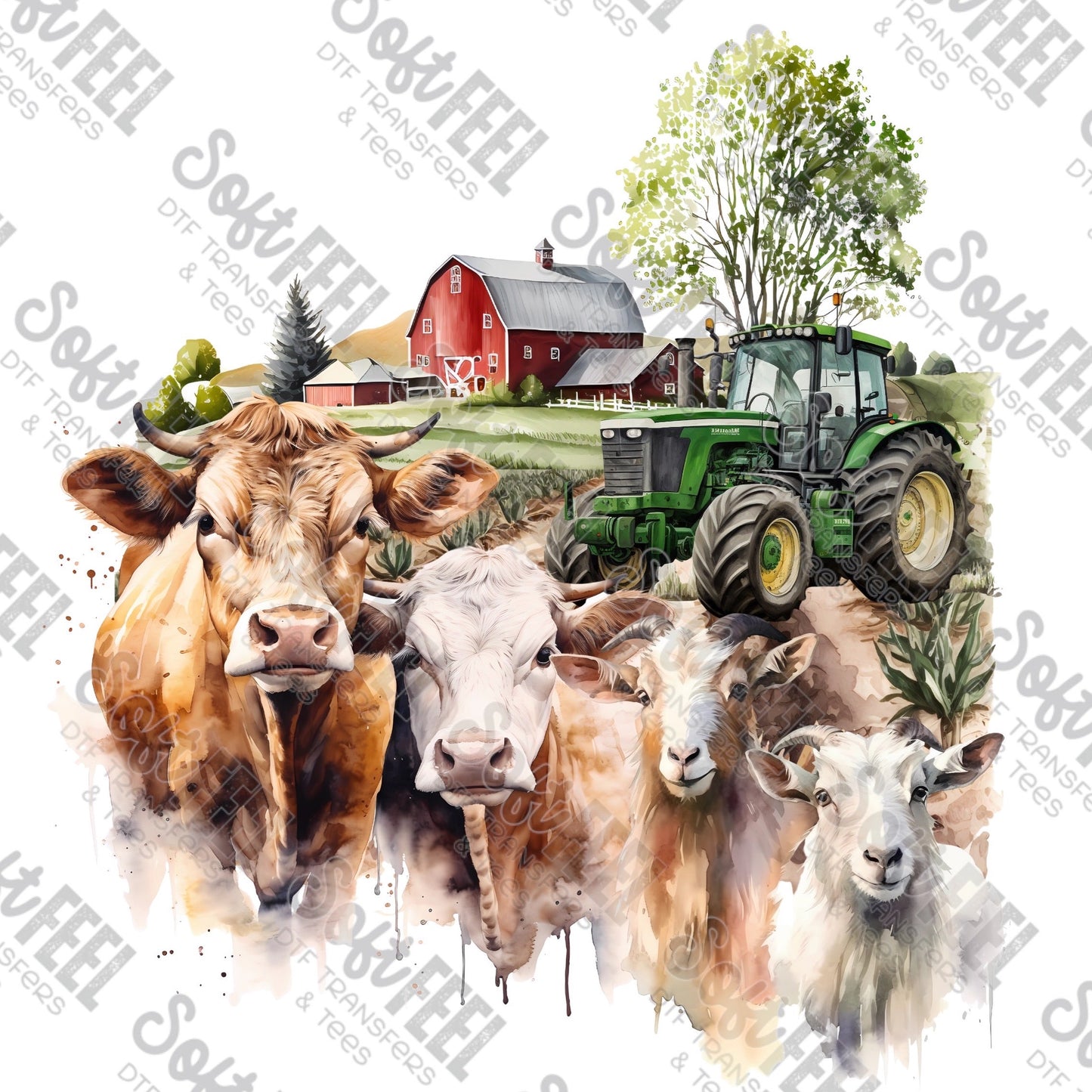 Farm Scene - Western / Youth - Direct To Film Transfer / DTF - Heat Press Clothing Transfer