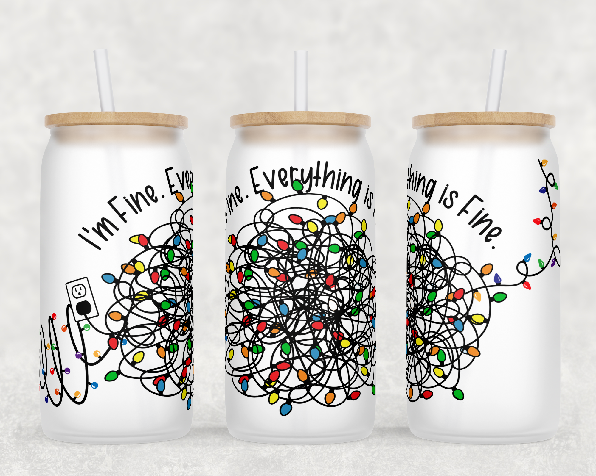 Im Fine Christmas Lights Sublimation Libbey Can Wrap