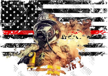 Firefighter Flag - Occupations - Direct To Film Transfer / DTF - Heat Press Clothing Transfer