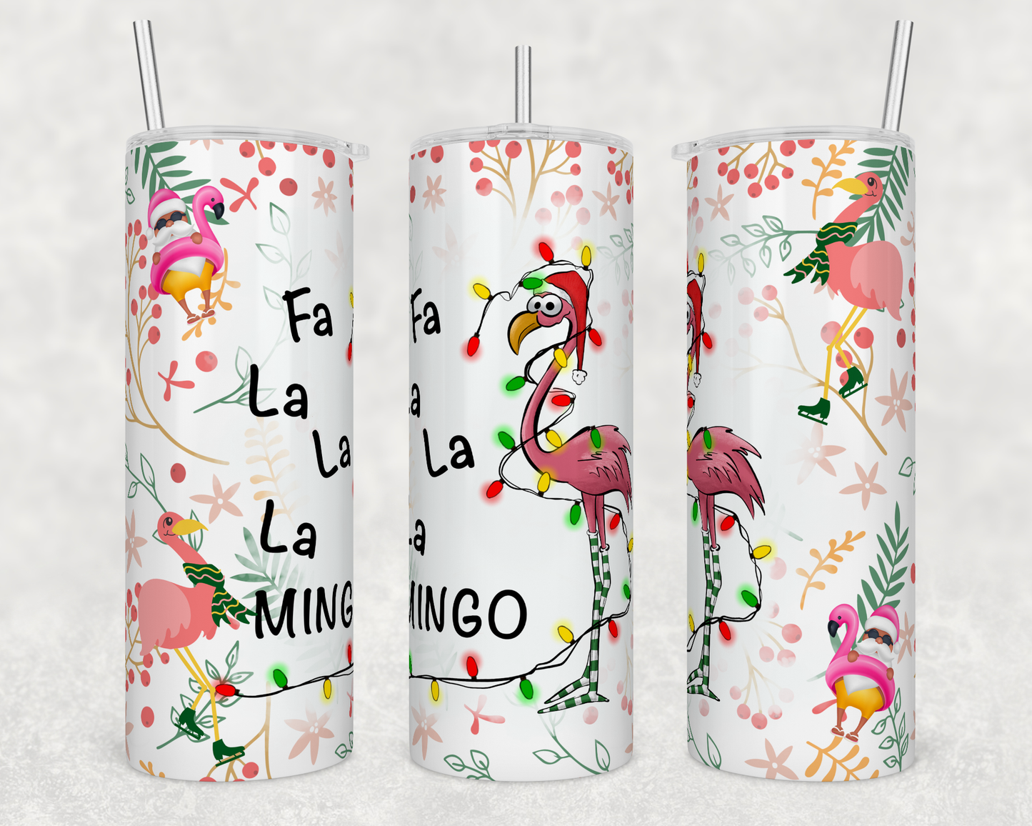 Christmas Flamingo - Sublimation or Waterslide Wrap - 20oz and 30oz