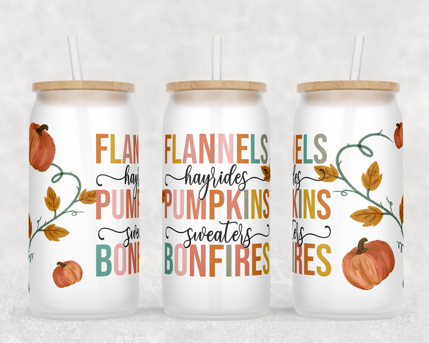 Flannels Pumpkins Bonfires Sublimation Libbey Can Wrap