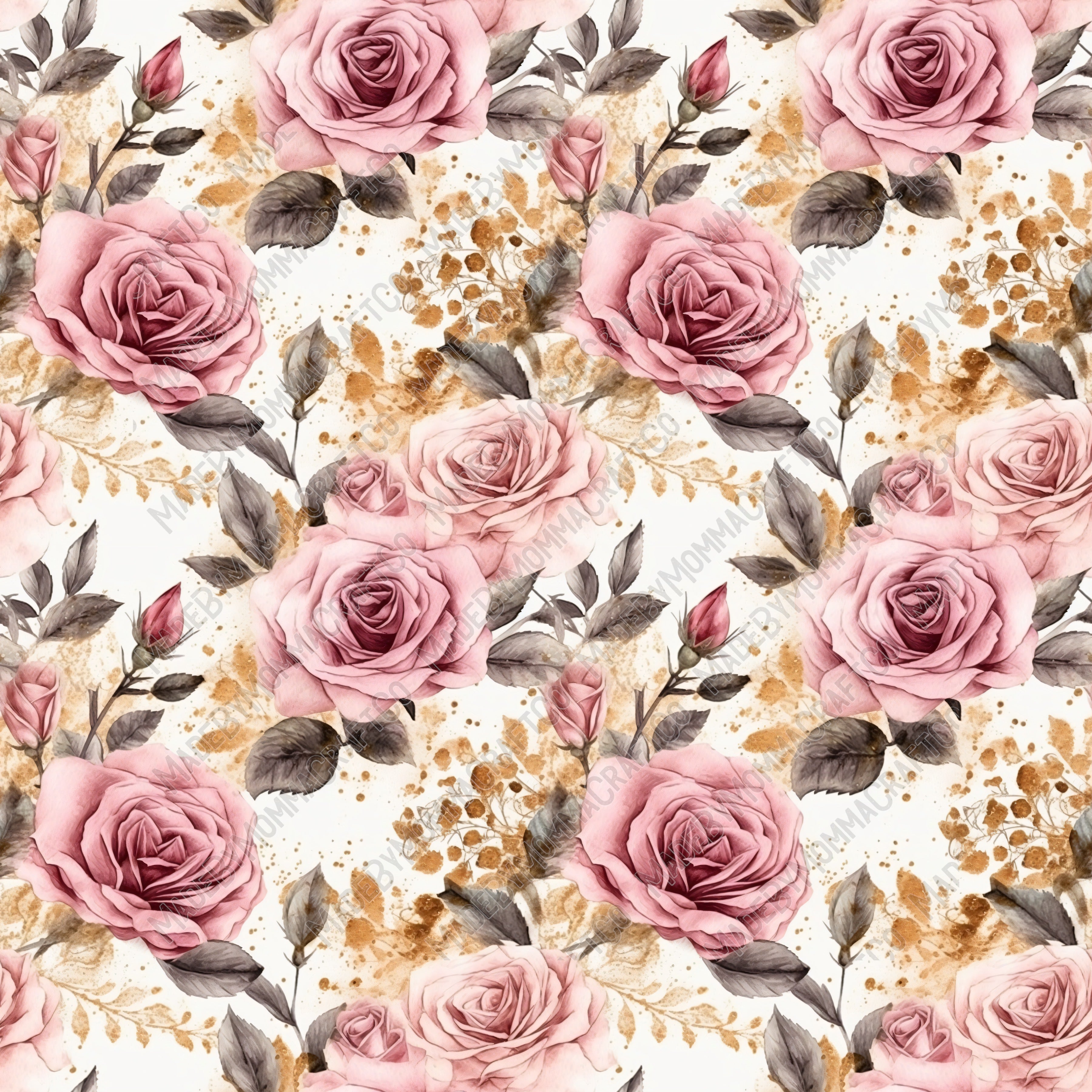 Floral Vintage Rose - Vinyl Or Waterslide Seamless Wrap