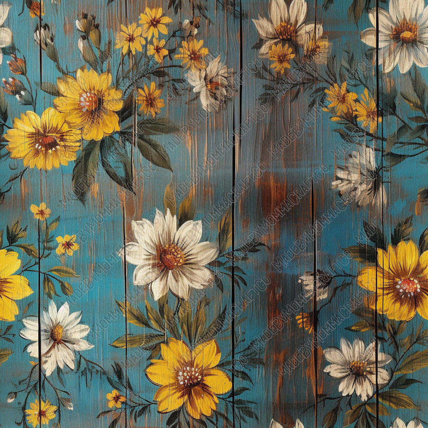 Floral Wood - Vinyl Or Waterslide Seamless Wrap