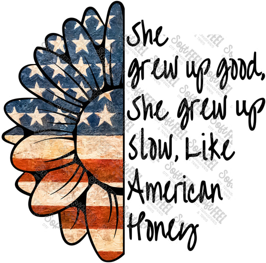 Flower American Honey - Patriotic / Music - Direct To Film Transfer / DTF - Heat Press Clothing Transfer