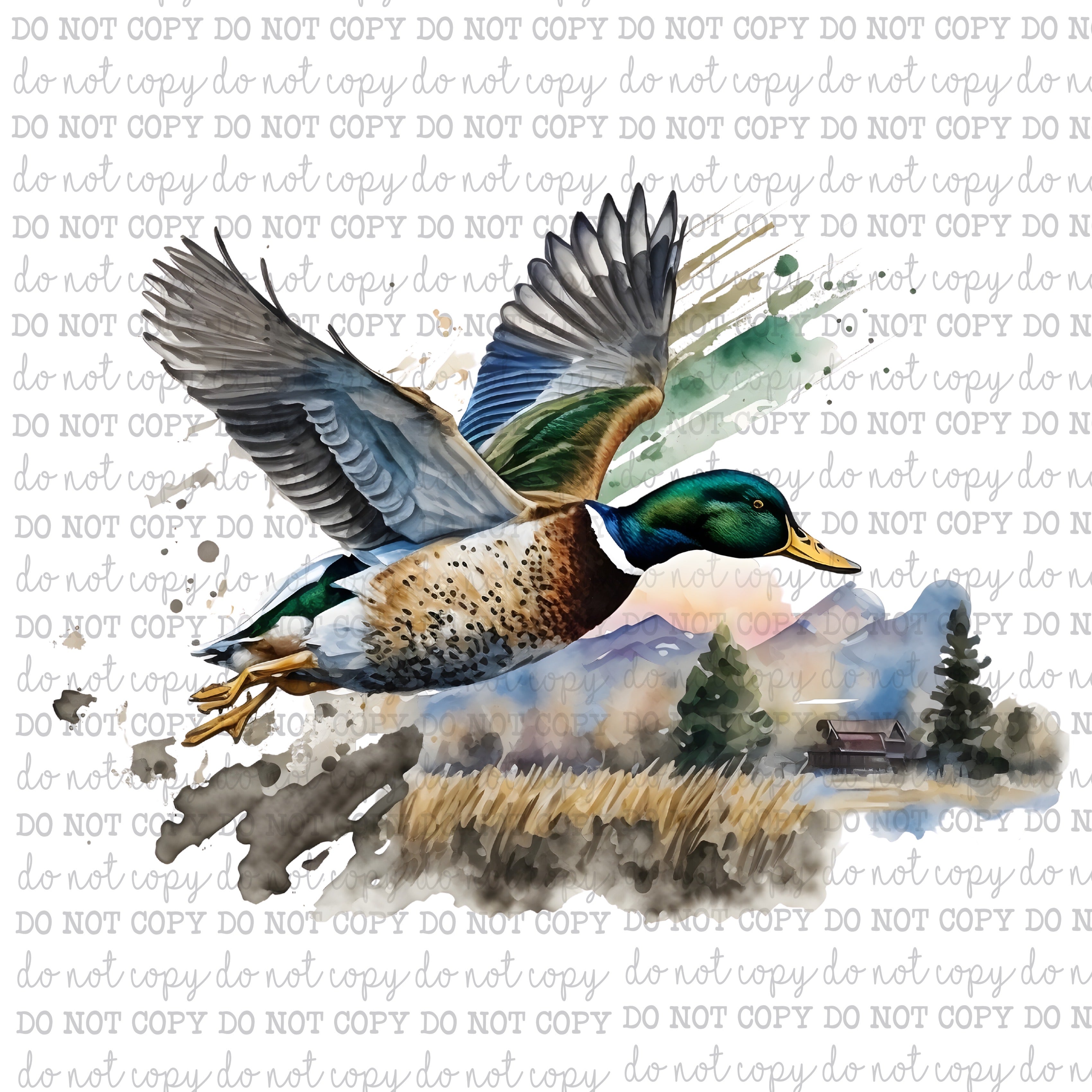 Flying Mallard - Hunting - Cheat Clear Waterslide™ or White Cast Sticker