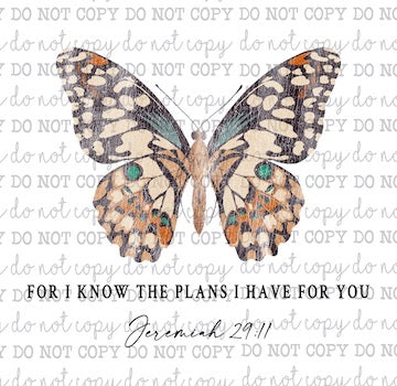 For I Know Butterfly - Christian - Cheat Clear Waterslide™ or White Cast Sticker