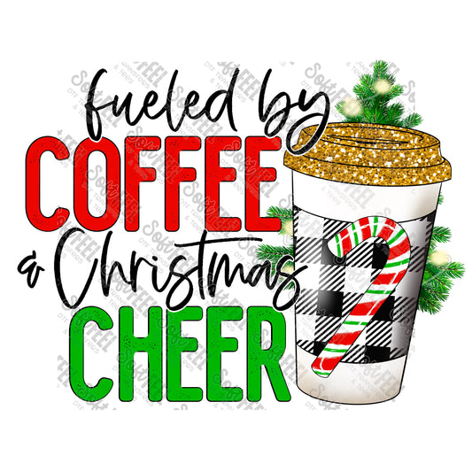 Fueled By Coffee Christmas Cheer - Christmas - Direct To Film Transfer / DTF - Heat Press Clothing Transfer