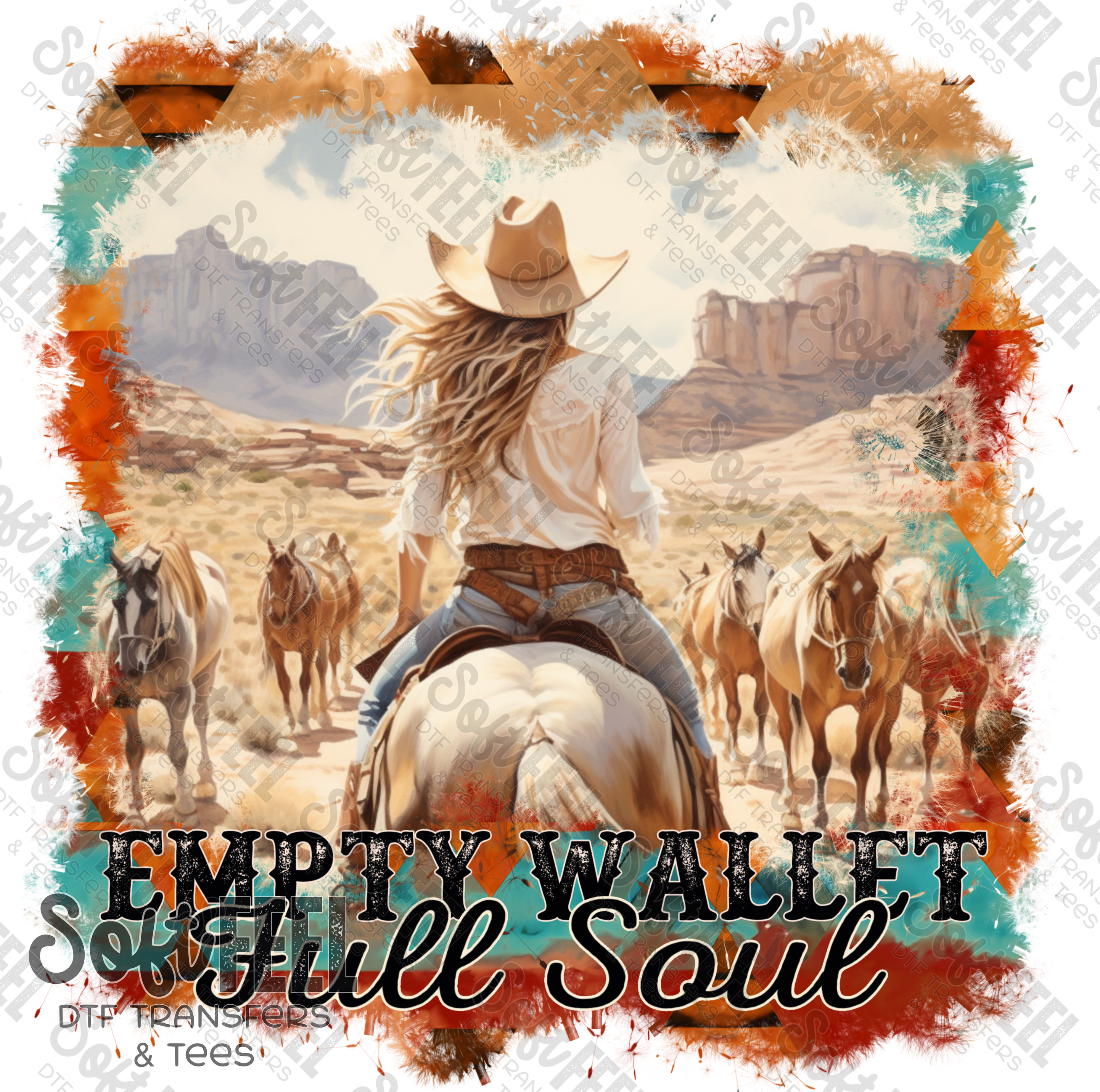 Empty Wallet Full Soul - Country Western / Women&#39;s - Direct To Film Transfer / DTF - Heat Press Clothing Transfer
