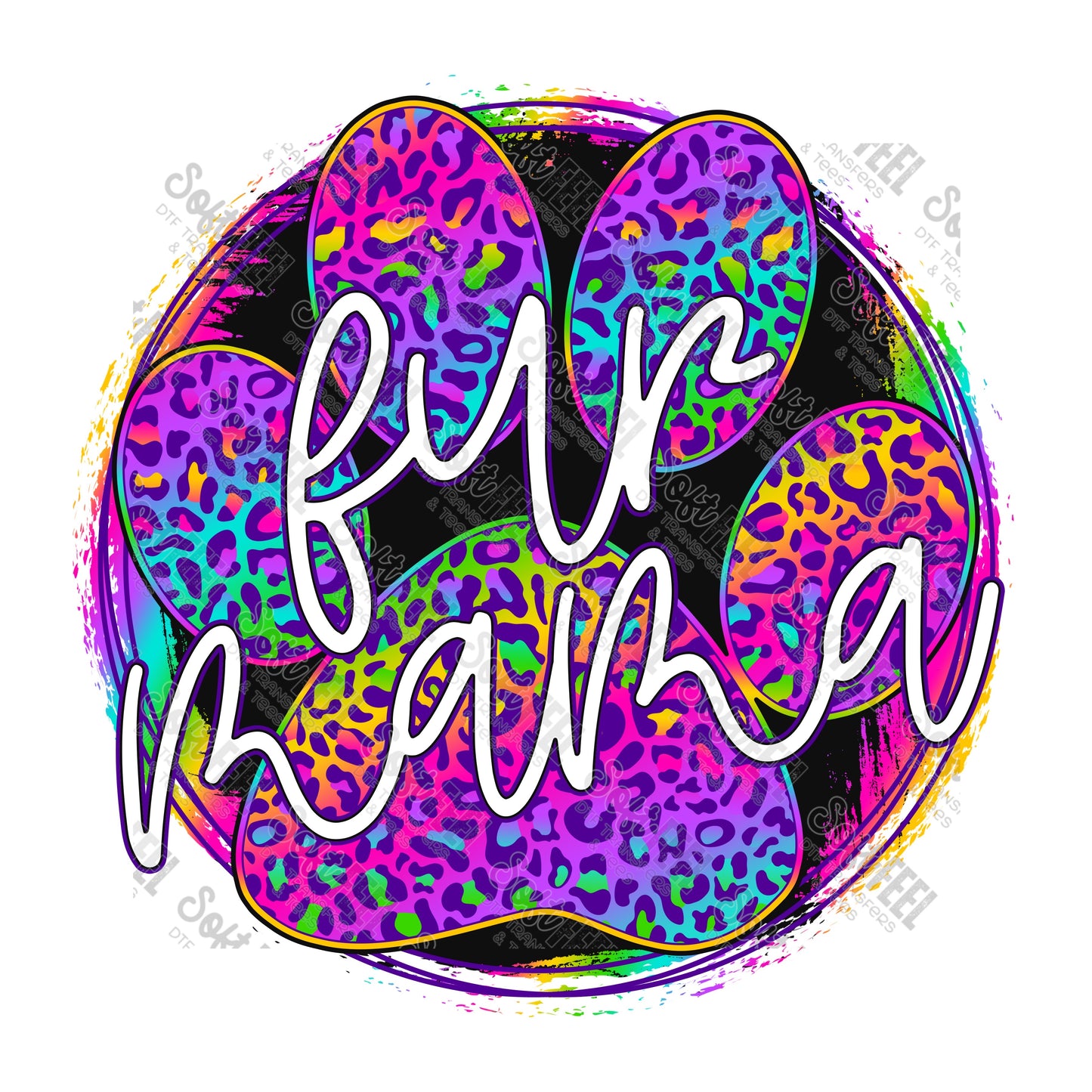 Fur Mama Rainbow Leopard - Retro / Women's / Animals - Direct To Film Transfer / DTF - Heat Press Clothing Transfer