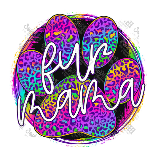 Fur Mama Rainbow Leopard - Retro / Women's / Animals - Direct To Film Transfer / DTF - Heat Press Clothing Transfer