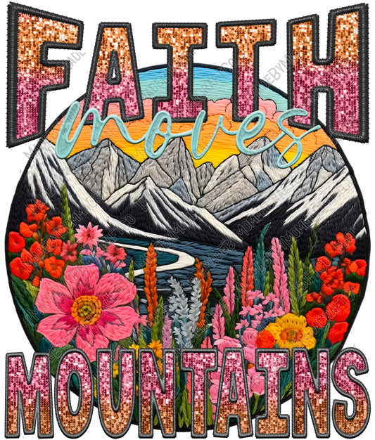 Faith Moves Mountains - Faux Embroidery - Cheat Clear Waterslide™ or White Cast Sticker