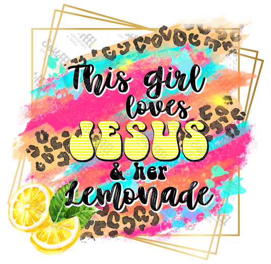 Girl Who Loves Jesus And Lemonade - Women's / Christian / Summer - Direct To Film Transfer / DTF - Heat Press Clothing Transfer