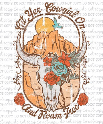 Git Yer Cowgirl On - Country Western - Cheat Clear Waterslide™ or White Cast Sticker