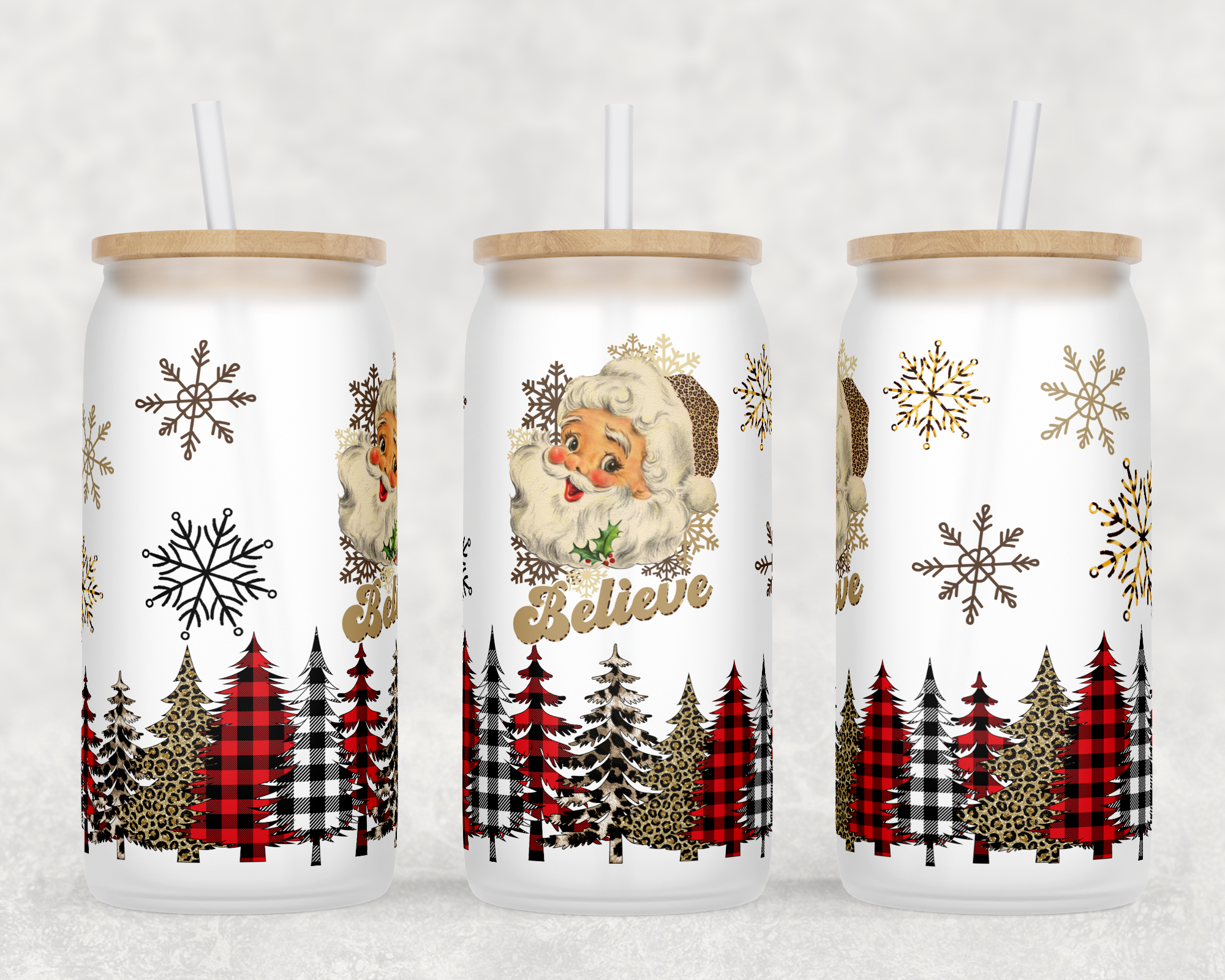 Believe Plaid Sublimation Libbey Can Wrap