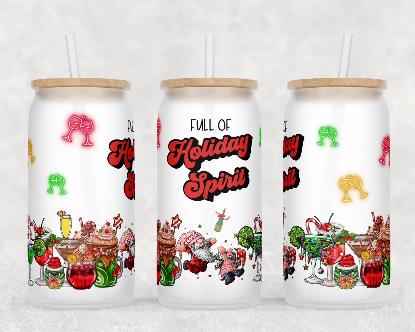 Full Of Holiday Spirit Sublimation Libbey Can Wrap