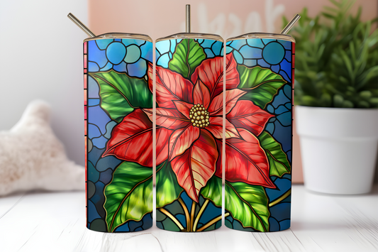 Glass Poinsettias - Sublimation or Waterslide Wrap - 20oz and 30oz