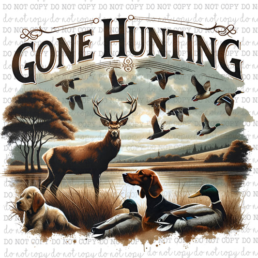 Gone Hunting Scene - Hunting - Cheat Clear Waterslide™ or White Cast Sticker