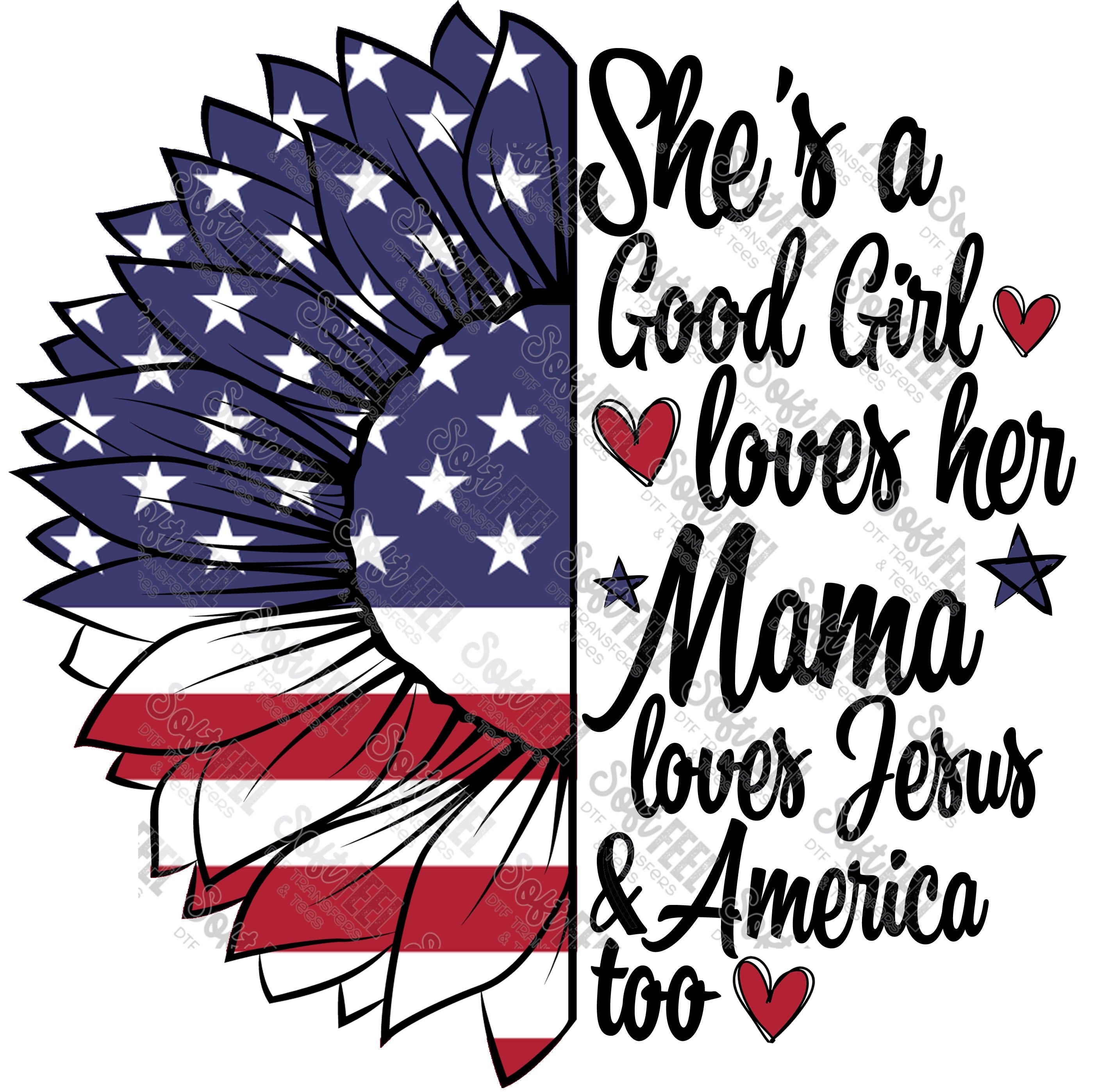 Good Girl Sunflower - Women&#39;s / Music / Patriotic - Direct To Film Transfer / DTF - Heat Press Clothing Transfer
