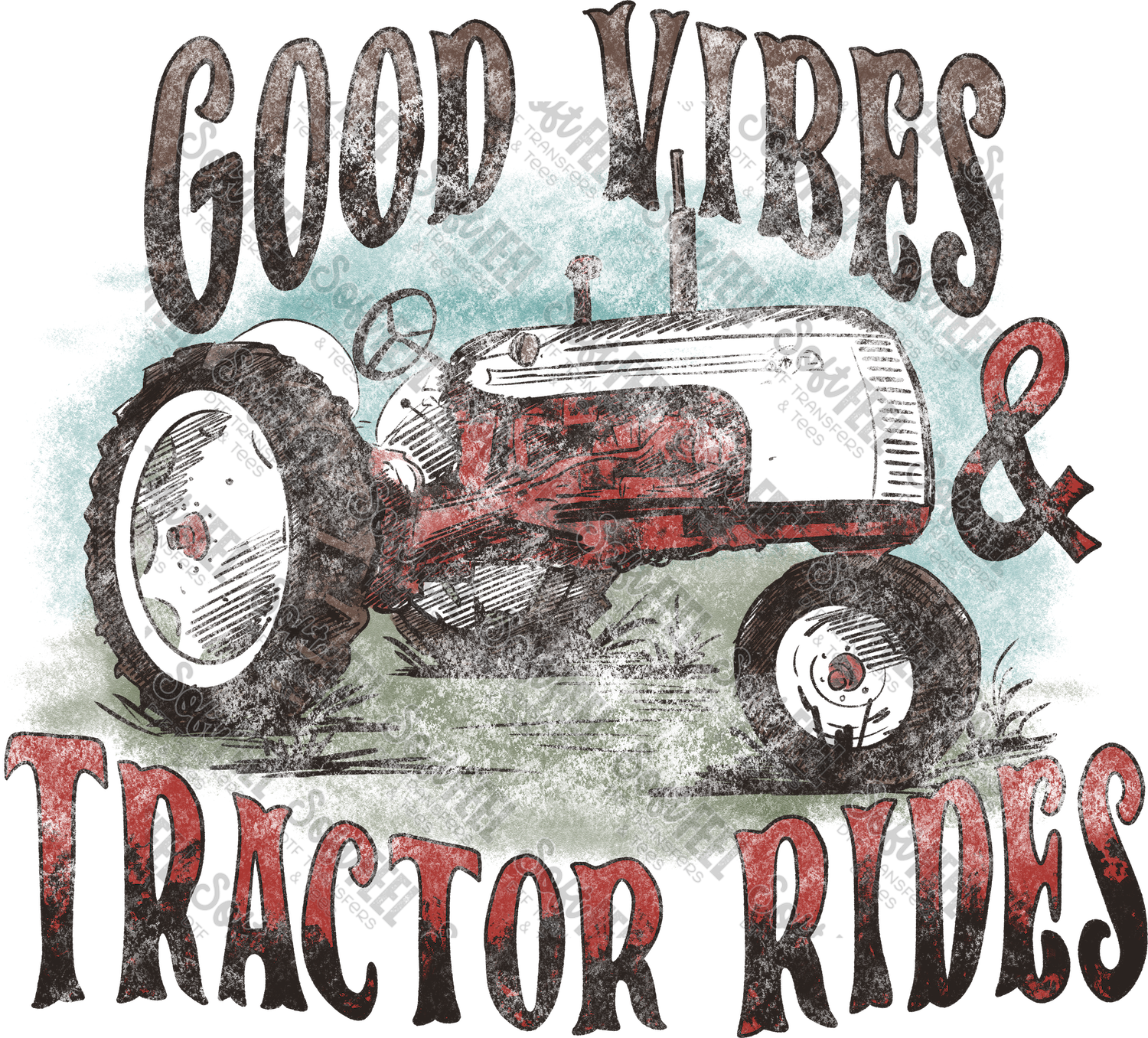 Good Vibes and Tractor Vibes - Farm / Country Western - Direct To Film Transfer / DTF - Heat Press Clothing Transfer