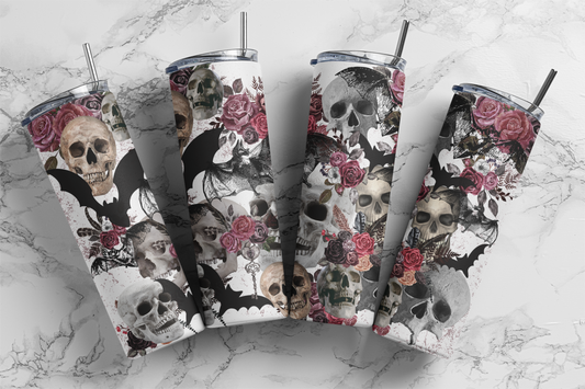 Rose Bats - Halloween - Sublimation or Waterslide Wrap - 20oz and 30oz