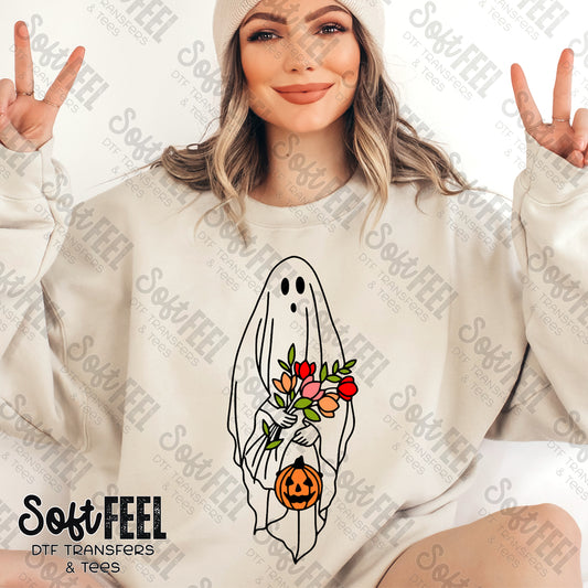 Halloween Ghost Floral - Fall - Direct To Film Transfer / DTF - Heat Press Clothing Transfer