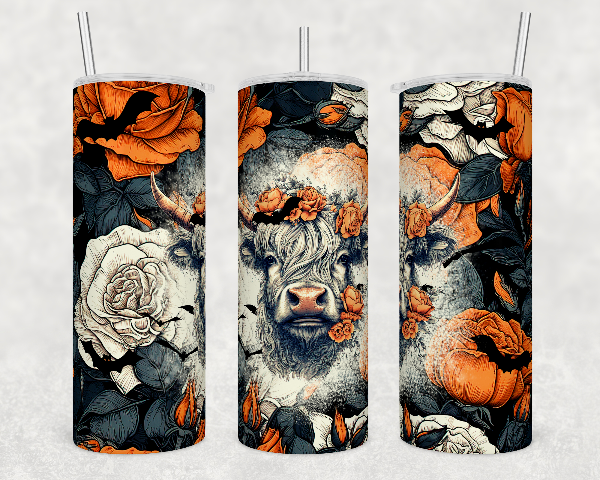 Halloween Highland Cow - Halloween - Sublimation or Waterslide Wrap - 20oz and 30oz