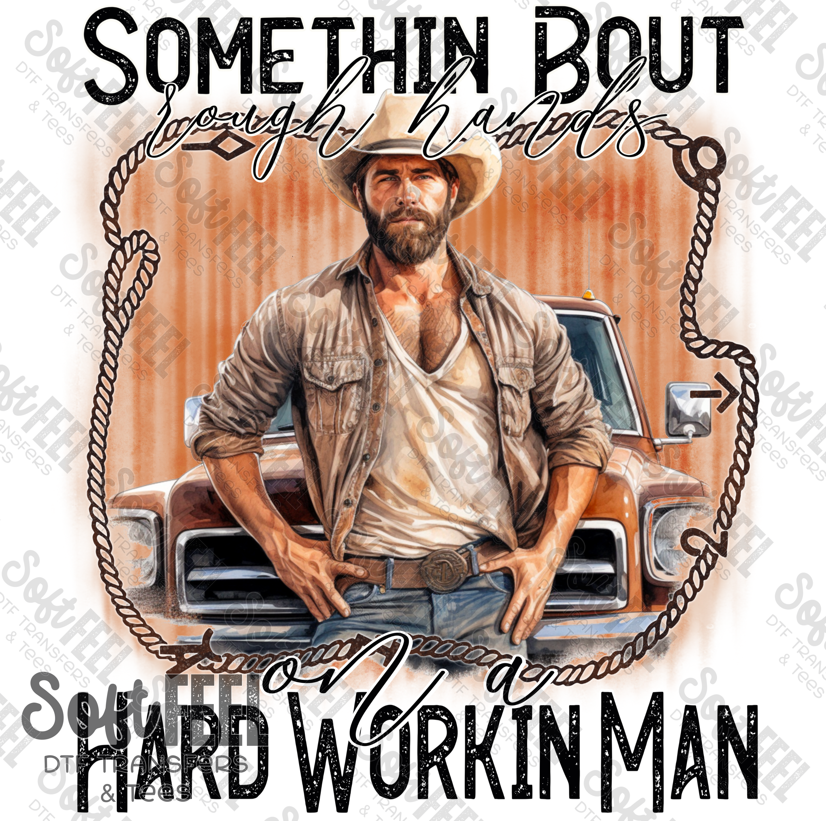 Hard Working Man - Country Western / Women&#39;s - Direct To Film Transfer / DTF - Heat Press Clothing Transfer