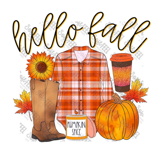 Hello Fall - Fall - Direct To Film Transfer / DTF - Heat Press Clothing Transfer