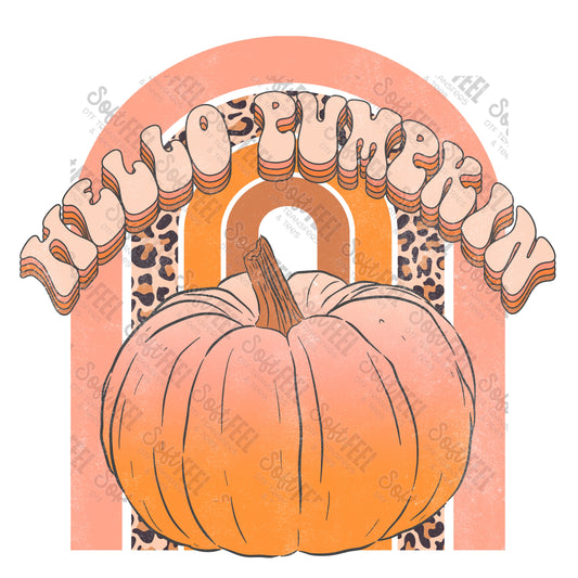 Hello Pumpkin - Fall / Retro - Direct To Film Transfer / DTF - Heat Press Clothing Transfer