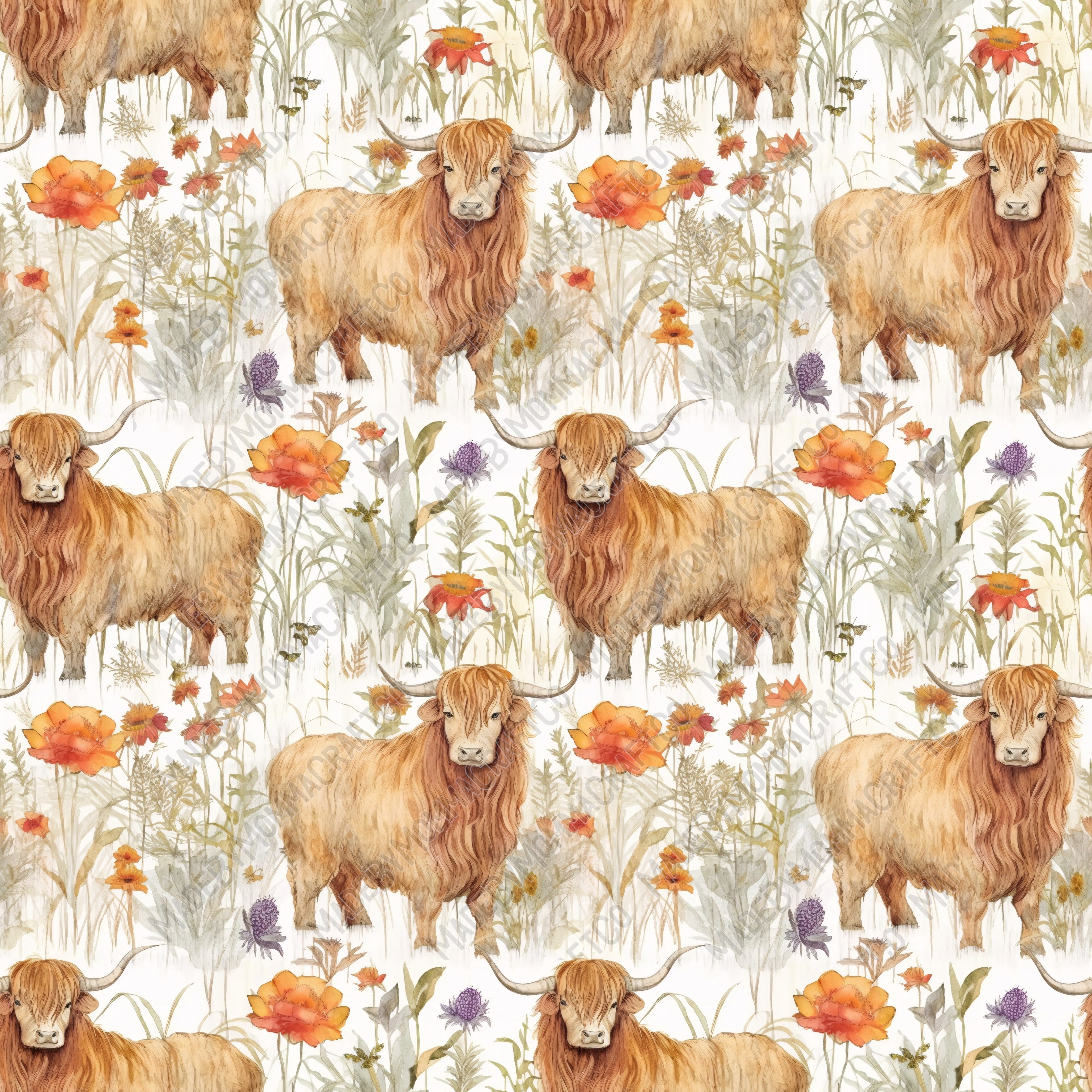 Highland Cow 13 - Vinyl Or Waterslide Seamless Wrap