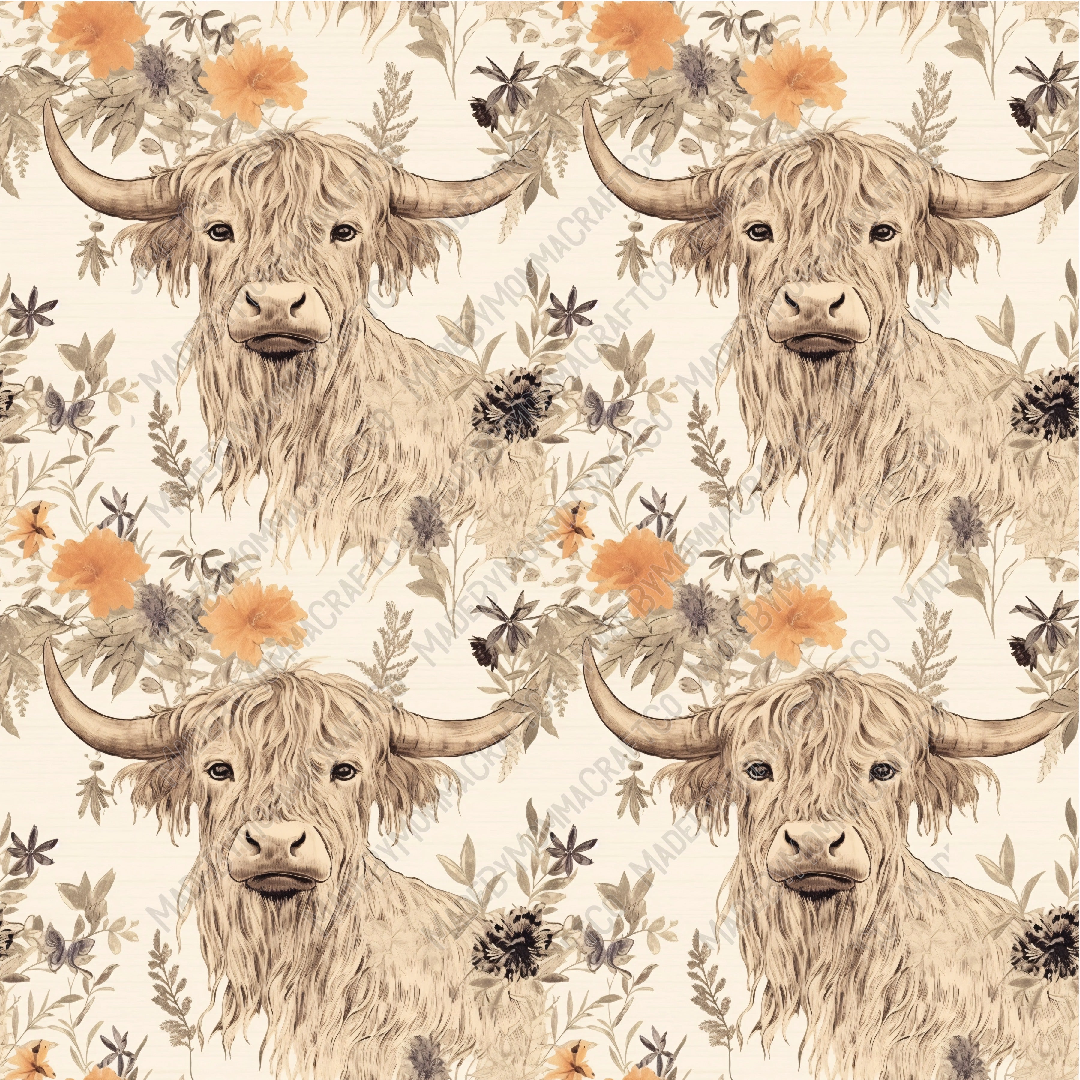 Highland Cow 19 - Vinyl Or Waterslide Seamless Wrap