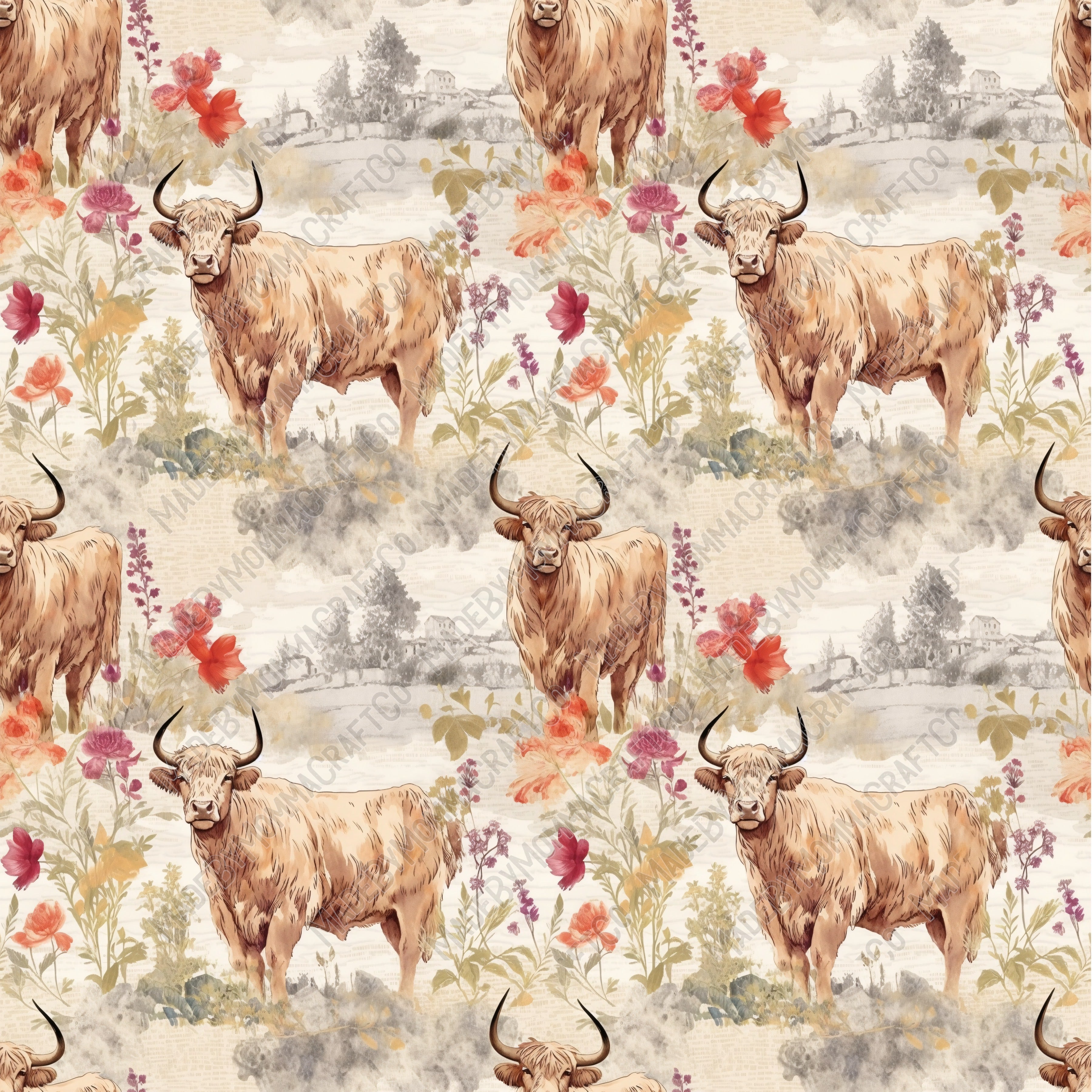 Highland Cow 2 - Vinyl Or Waterslide Seamless Wrap