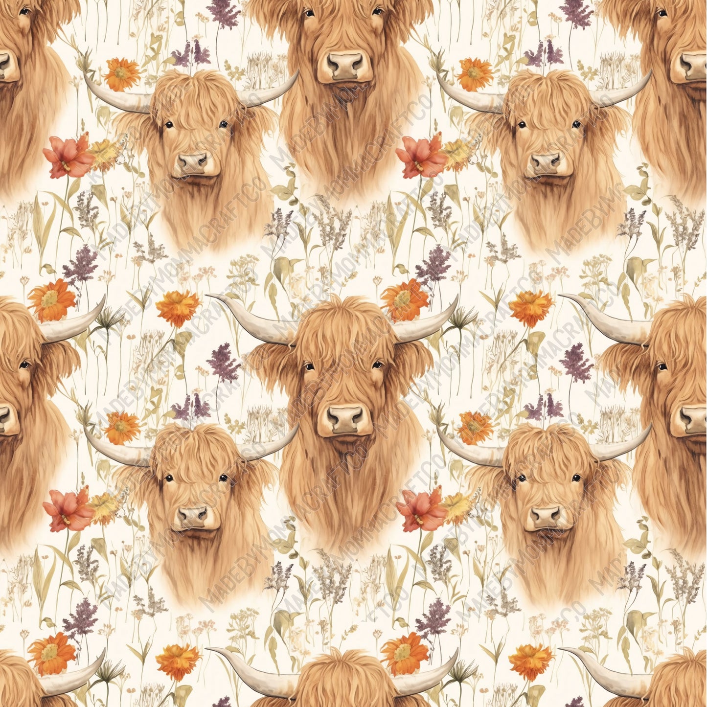 Highland Cow 20 - Vinyl Or Waterslide Seamless Wrap